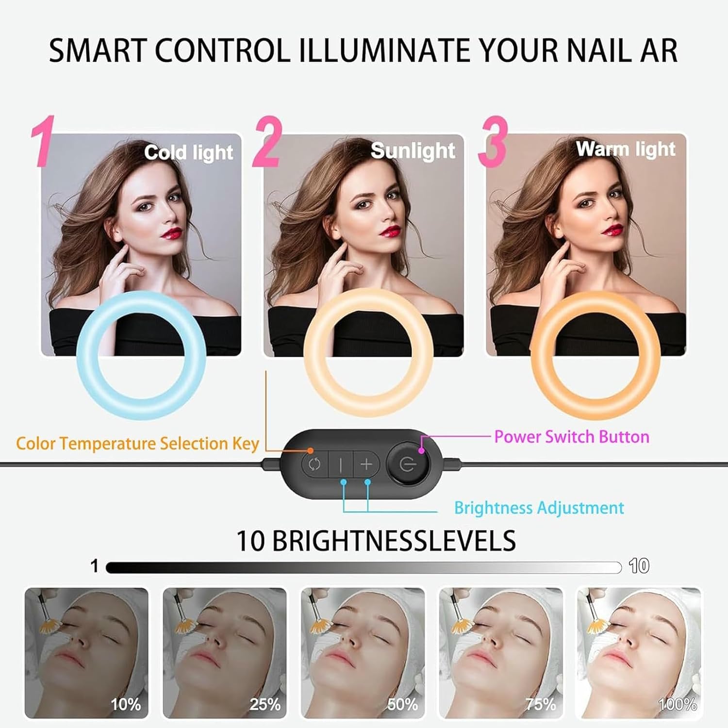 Foldable LED Half Moon Light for Nail Desk -Arch Nail Tech Table Lamp for Beauty Care, Lash.