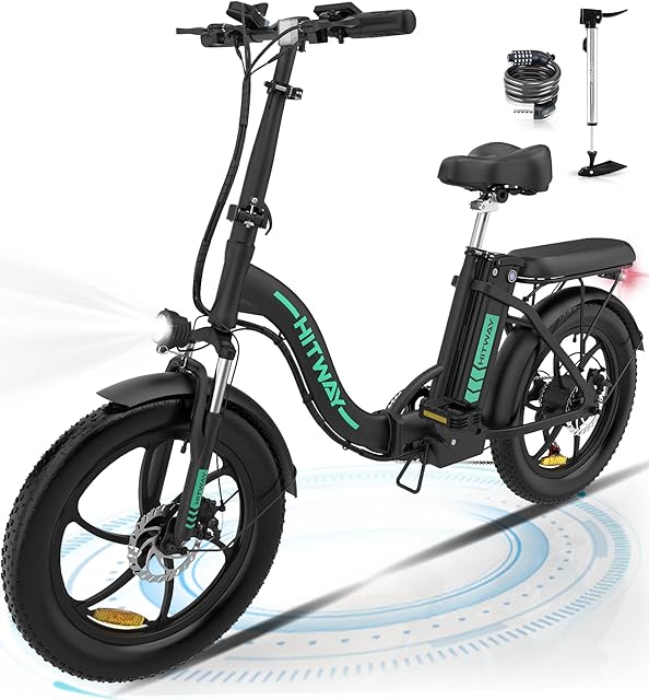 HITWAY Electric Bike, 20" Fat Tire Ebikes, 11.2Ah 250W 36V E Bike, 35-90KM Electric Folding Bikes with 7 Gears SHIMANO System City E Bike Mountain Bicycle for Adults