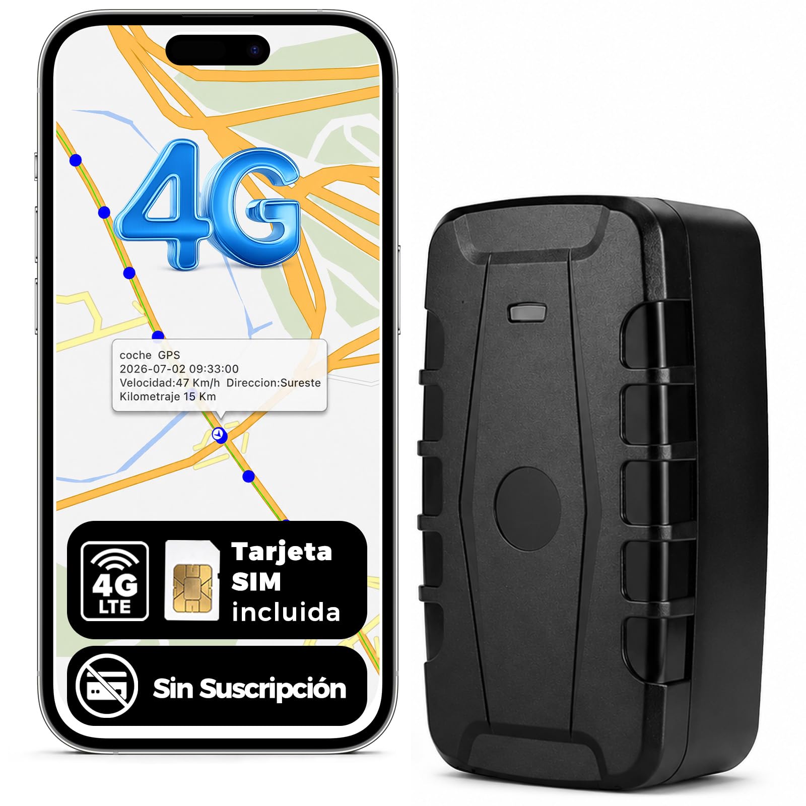 WINNES Localizador GPS para Coche 4G con SIM Incluida y Magnético, 20000 mAh IP67 Impermeable, Rastreador GPS Profesional para Camiones, Tractor, Remolque y Caravana, Geovalla y Alertas