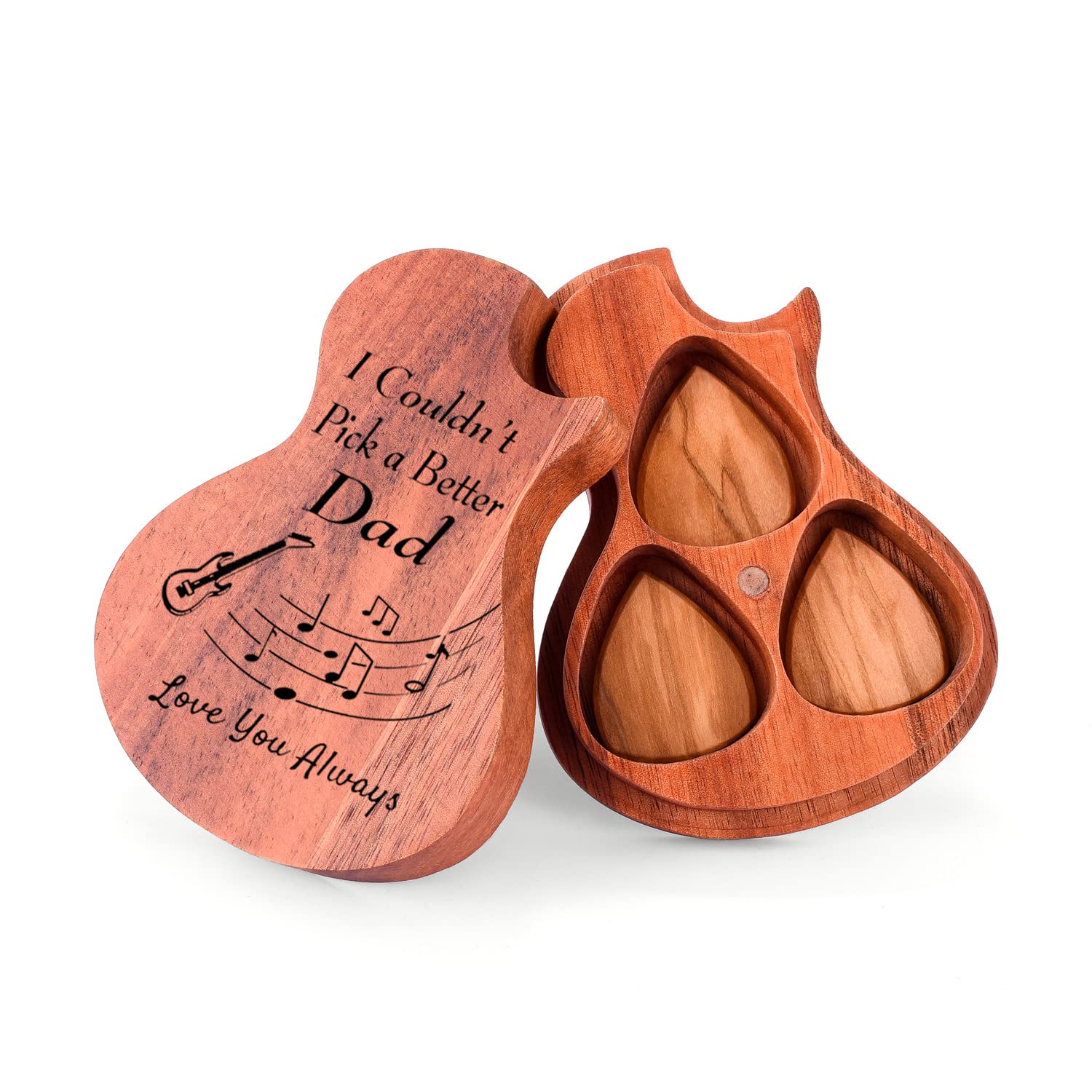 Wood Guitar Pick Holder Guitar Pick Box Storage Cool Gifts for Dad-I Couldn't Pick A Better Dad