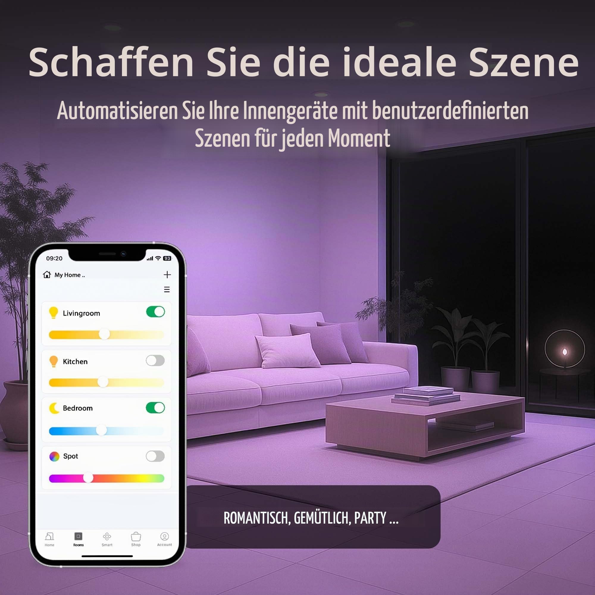 Ledvion 6er Set LED Einbaustrahler Schwarz 4.9W RGB CCT dimmbar smart | Einbaumass 130x130mm; Fuer trockene Innenraeume wie Wohnzimmer Kueche und Flur