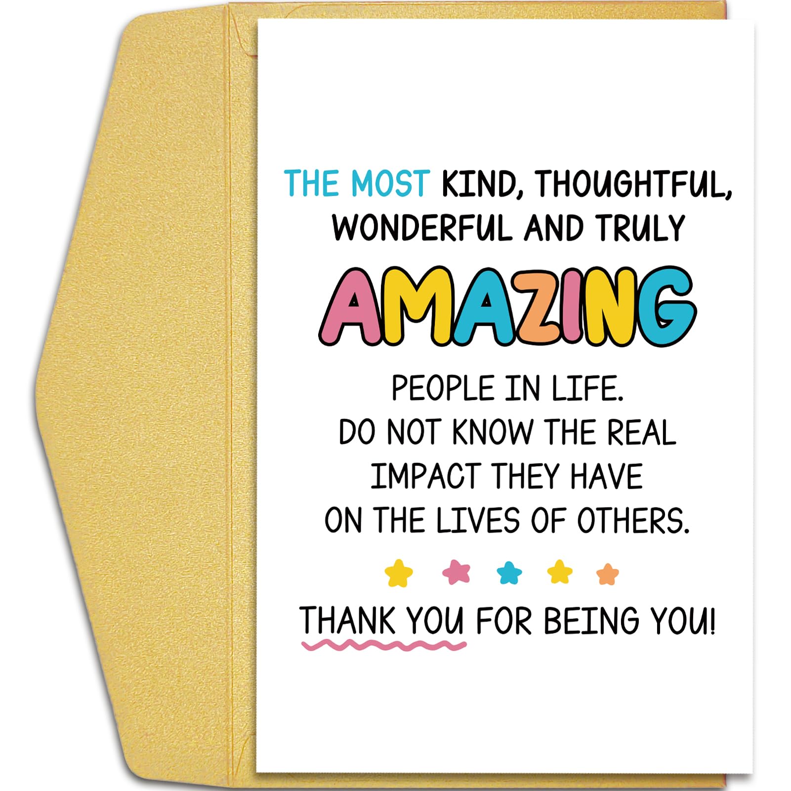 Qiliji Cute Thank You Card, Thank You Card for Friend Bestie, Appreciation Card for Family Partner Coworker Teacher Doctor Nurse, Thank You For Being