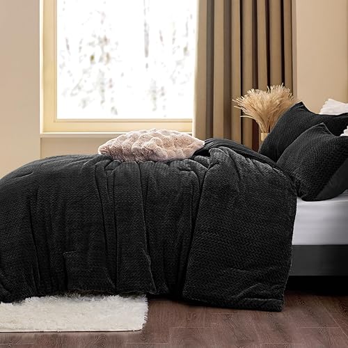 Miniatura 8 de ChiXpace Juego de edredón mullido tamaño Queen, juego de edredón de lujo de piel sintética cepillada con patrón a cuadros, juego cómodo de