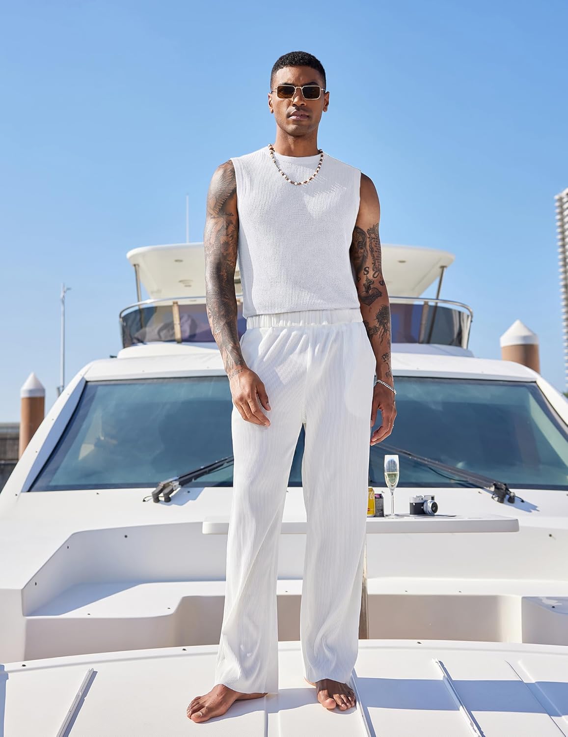 COOFANDY Mens Casual Knitted Tank Tops Crew Neck Sleeveless Muscle T Shirts Summer Beach Tops - Image 7