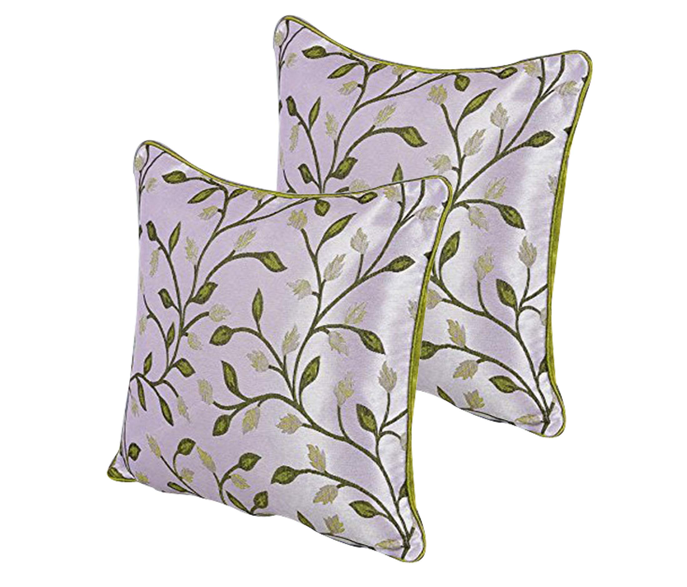 S N TRADERS Silk 180 TC Cushion Cover, 24 x 24 Inch, Green, 2 Pieces