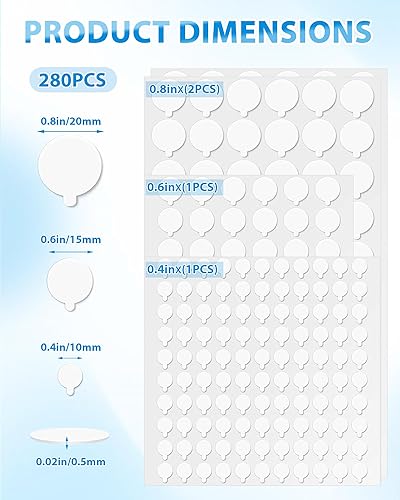 Miniatura 2 de FIVEIZERO Puntos adhesivos de doble cara, 0.4 pulgadas, 0.6 pulgadas, 0.8 pulgadas, puntos adhesivos transparentes extraíbles para colgar en la
