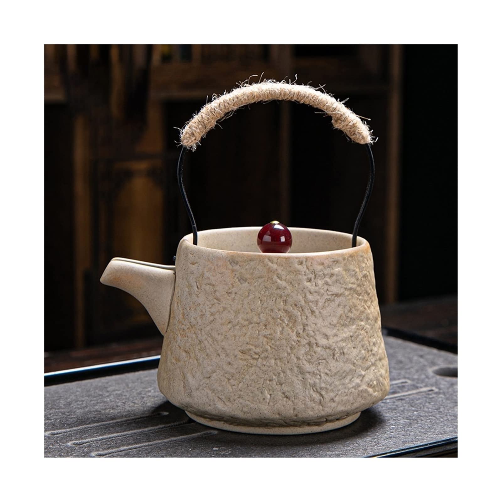 TYUHDUYUR Teapot Vintage Chinese Teapot Ceramic Tea Set Stoneware Handle Pot Single Pot Convenient Tea Maker, 200ML Tea Kettle (Color : B) (A)