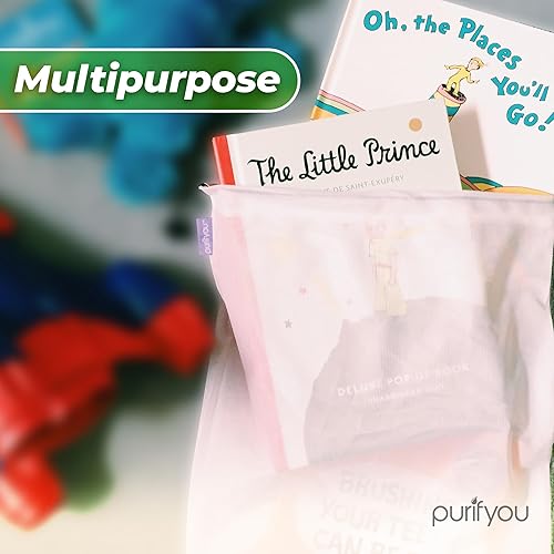 Miniatura 5 de purifyou Juego de 10 bolsas de malla reutilizables para productos, resistentes, lavables, bolsa de mercado de agricultores para frutas, verduras,