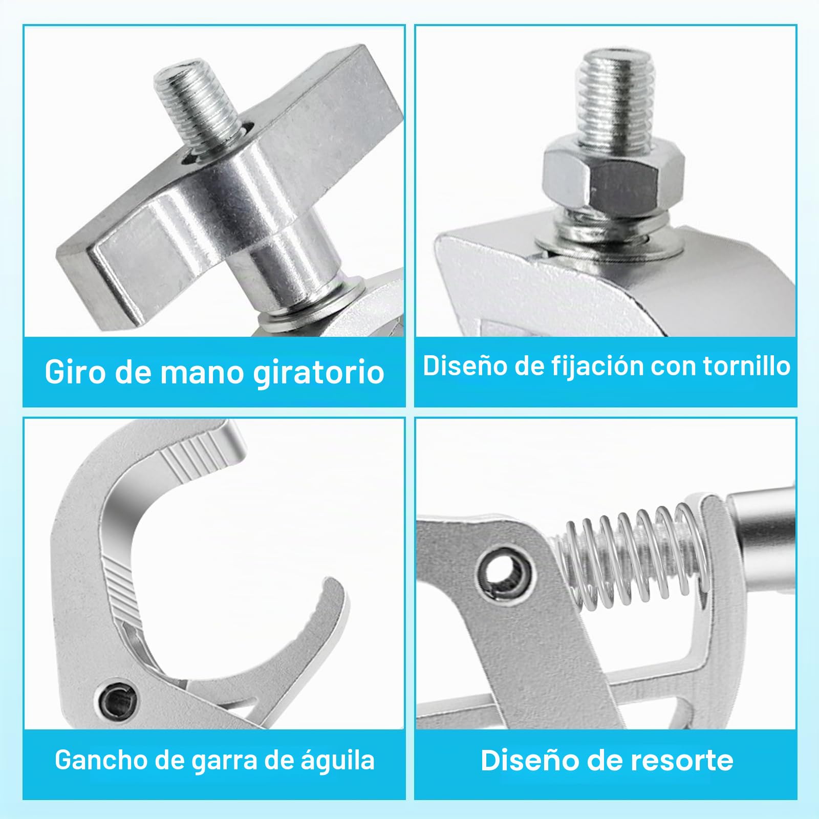 Paquete de 8 Abrazaderas para Luces de Escenario | Abrazaderas de Aleación de Aluminio para Armazón, Abrazaderas Resistentes para Montaje en Armazón de Luces de Escenario