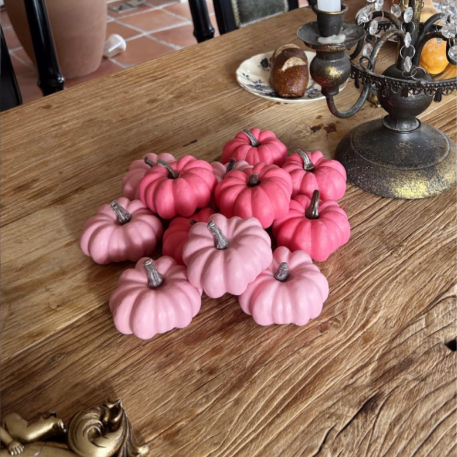 Set di Frutta Finta 8 Modelli di Frutta Artificiale Simulazione Zucca Adatti for La Decorazione delle Feste per Interni Esterni(Light Pink)