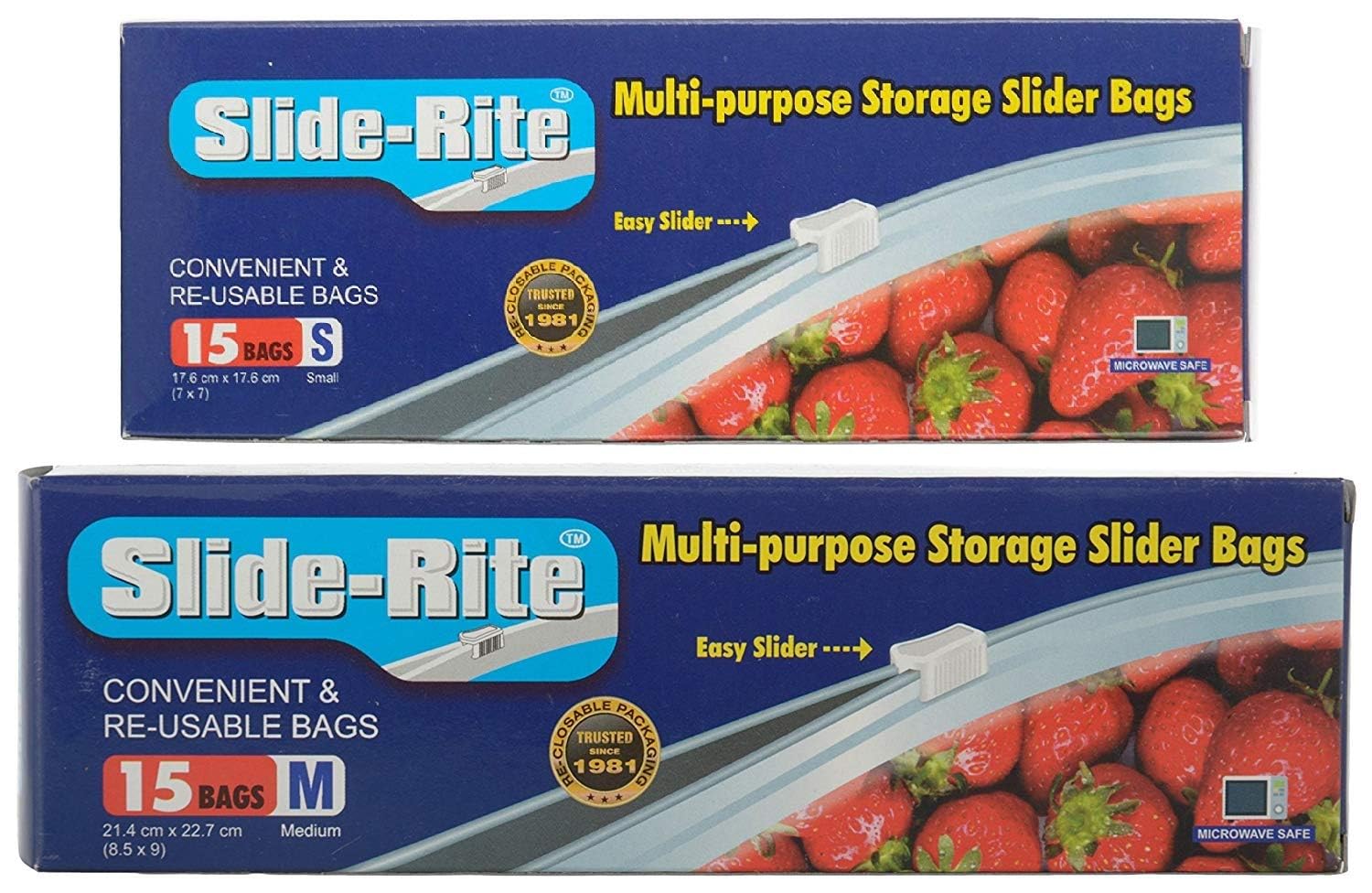 Amit Marketing Multi-Purpose Storage Slider I Food Grade Zipper Bags I Re-Usable I Freeze Bag I Pouches for Storage Multiple Accessories - Pack of 30 (250GM + 500GM - 15 Pcs)