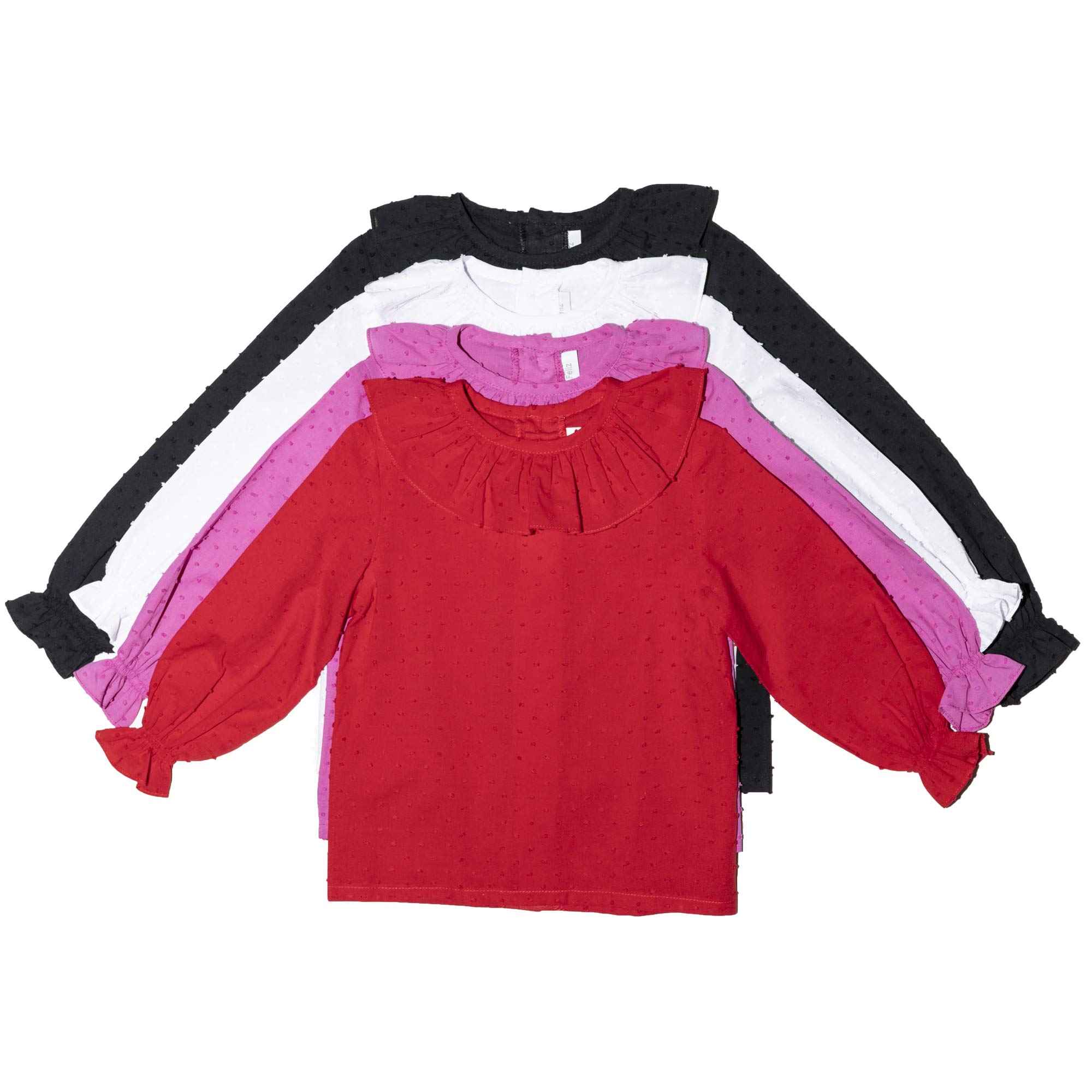 PATRONESMUJER Blusa de niña básica con Volante en el Escote y Manga Larga.