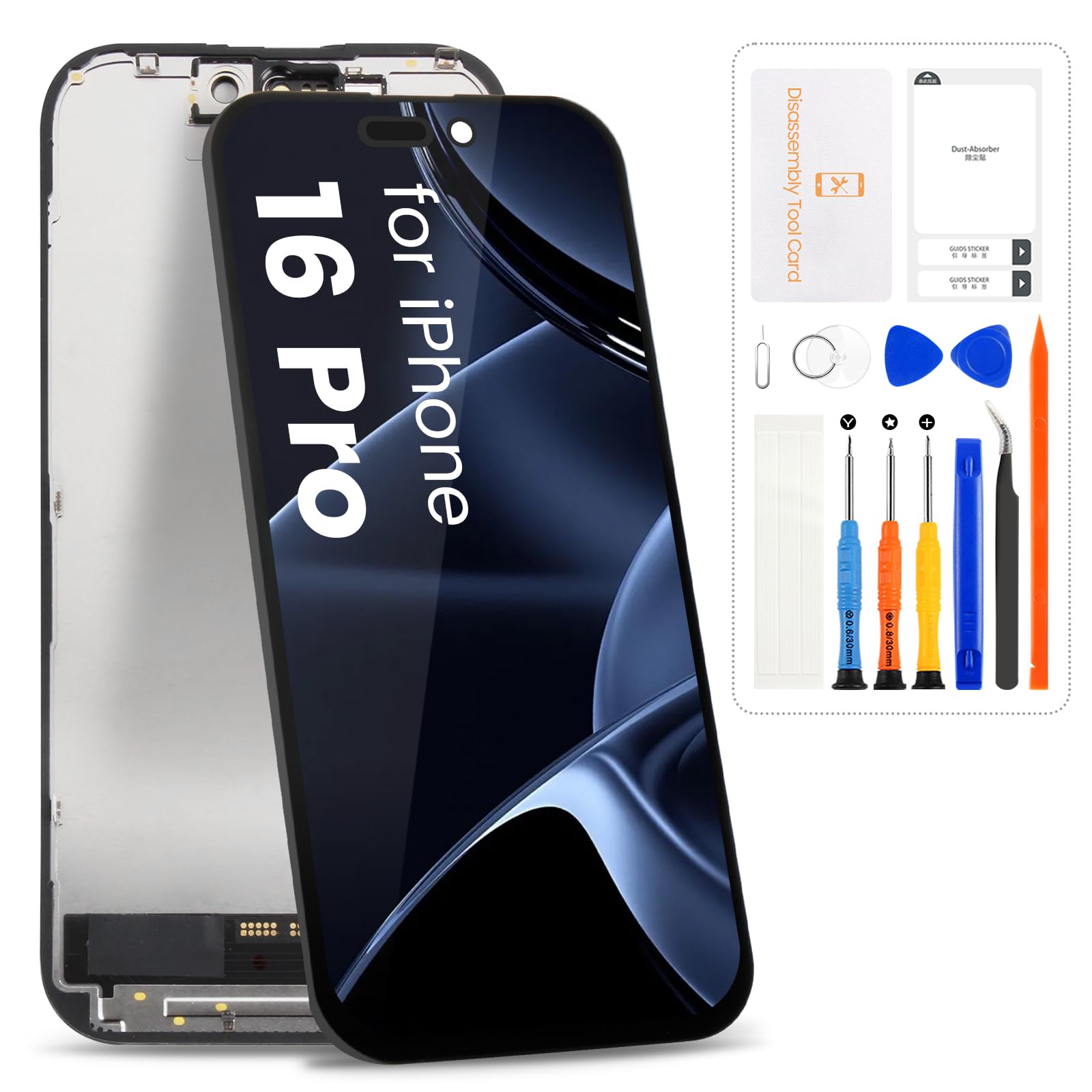 Photo 1 of for iPhone 16 Pro Screen Replacement,Display for iPhone 16 Pro LCD Digitizer A3083,A3292,A3293,A3294 Touch Screen Assembly with Repair Kits(Incell)