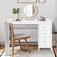 Vista 2 de Escritorio para computadora con cajones, estación de trabajo para computadora de oficina en casa, 48 x 20 x 29.5 pulgadas, modernos escritorios