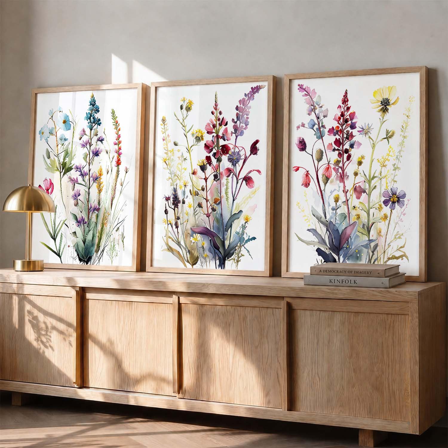 Bohemian Floral Wall Art Set - 3 Prints with Frame -17