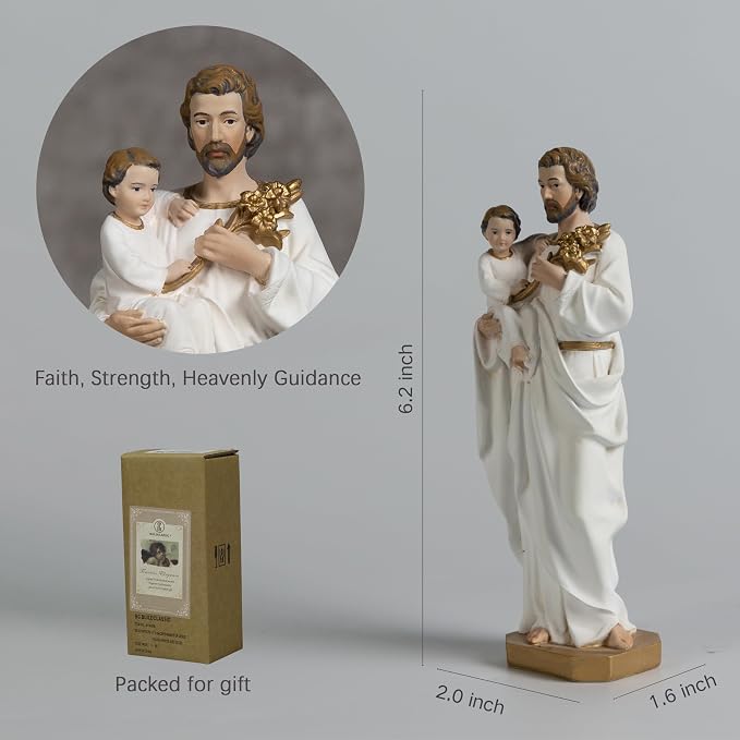 Estatua católica de San José y Niño Jesús 6 pulgadas miniatura 3