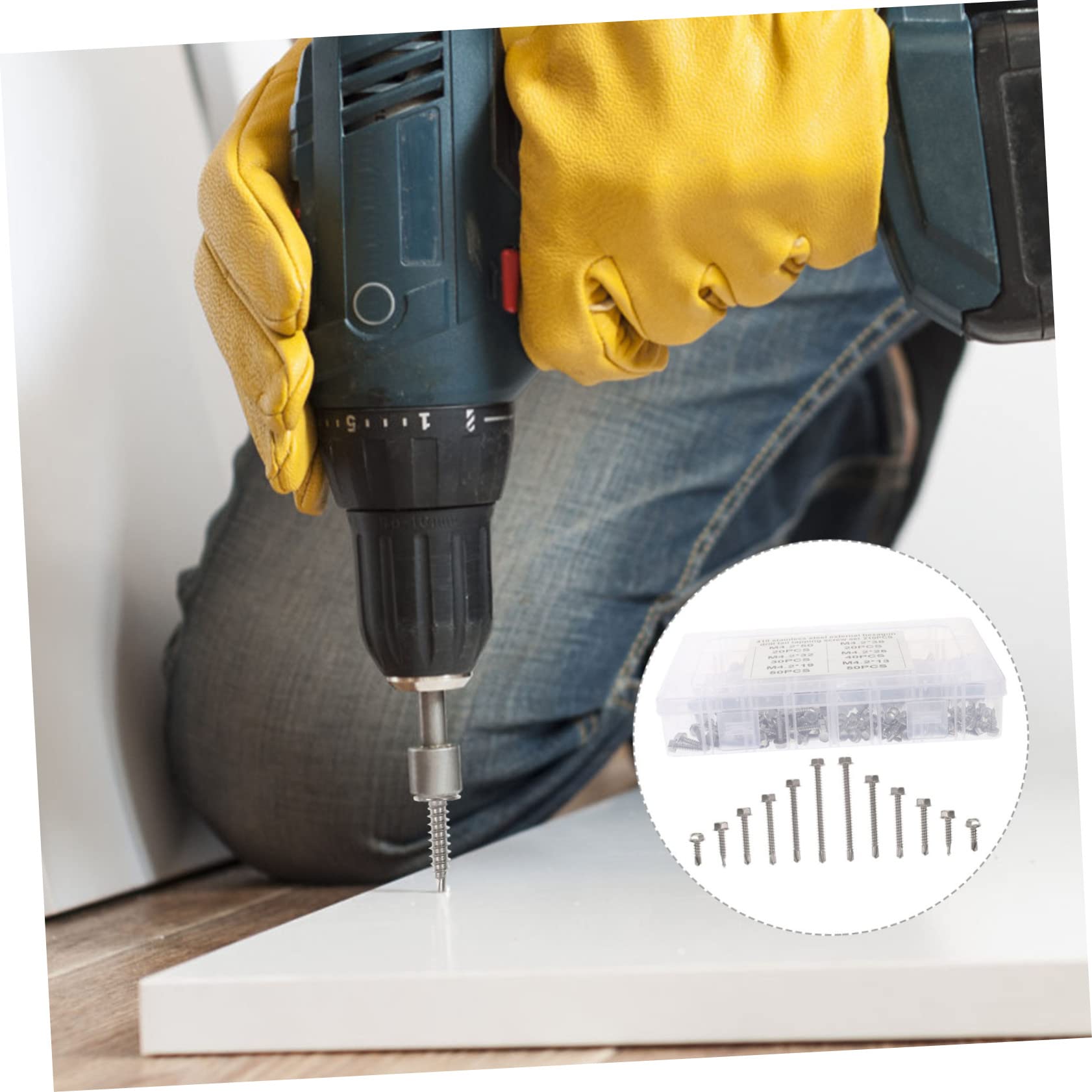 GLEAVI 1set Assortimento Viti Autoperforanti Acciaio Inossidabile Con Scatola Per Facile Organizzazione e Conservazione Viti Ad Alta Precisione e Resistenza Alla Corrosione Per Materiali