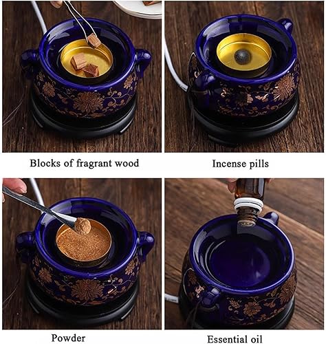 Miniatura 2 de Quemador eléctrico de resina con temporizador, quemador de incienso eléctrico de cerámica, quemador Bakhoor incensario de 110 V para porche, patio,