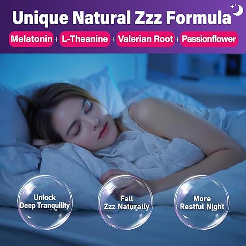 Miniatura 3 de Gomitas de melatonina de 20 mg para adultos, gomitas de melatonina de máxima fuerza con L-teanina, magnesio, omega-3, MSM, D3 y zinc, sin hábito,