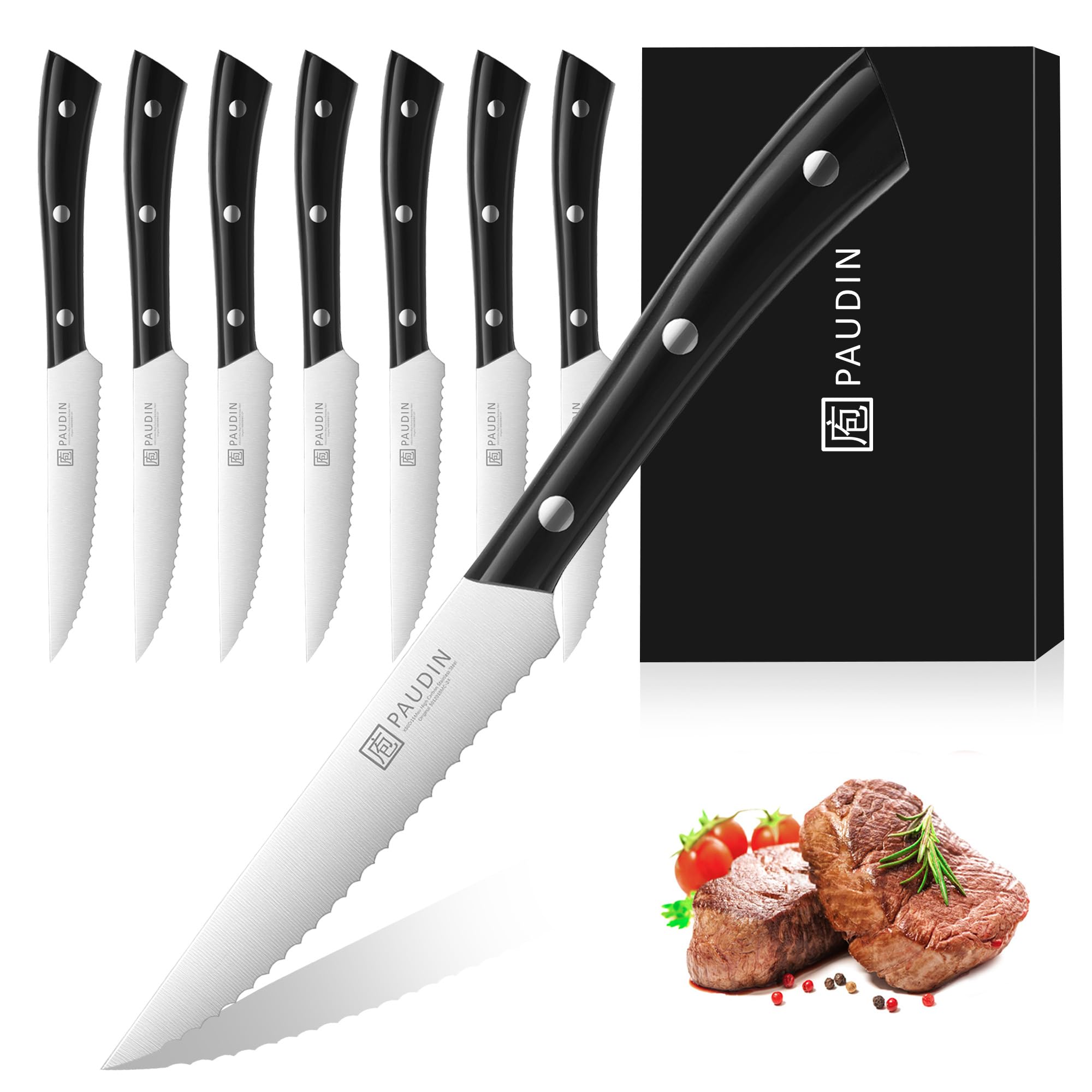 Amazon.com: PAUDIN Steak Knives, Steak Knife Set of 8, Razor-Sharp