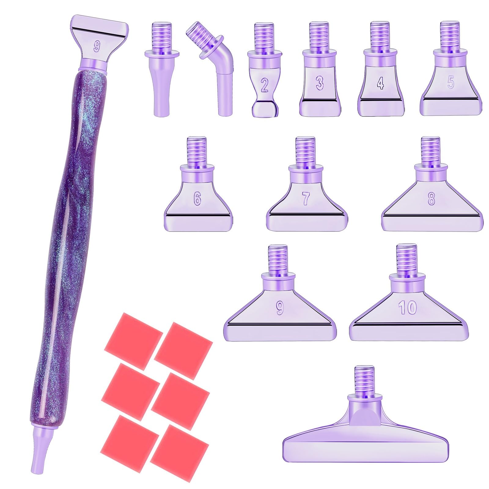papasgix 20 Pcs Diamond Art Painting Pens Kits, Diamond Metal Drill Pen Tips with Multi Replacement Pen Heads, 5D Diamond Art Accessories Tools for DIY Craft Crystal Drill Bead(20Pcs Purple) — image 1