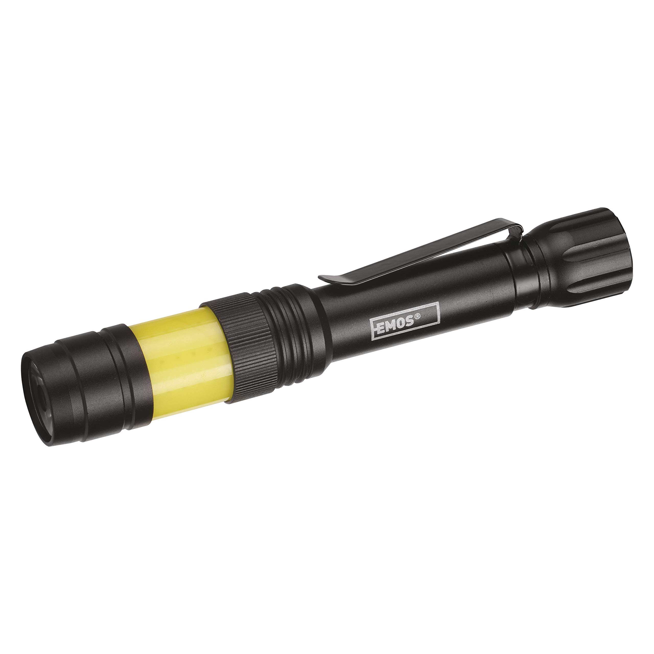 EMOS Torcia LED 270 Lumen, Metallo, Ricaricabile Con Clip E Magnete, Impermeabile IP44, 5 Modalità