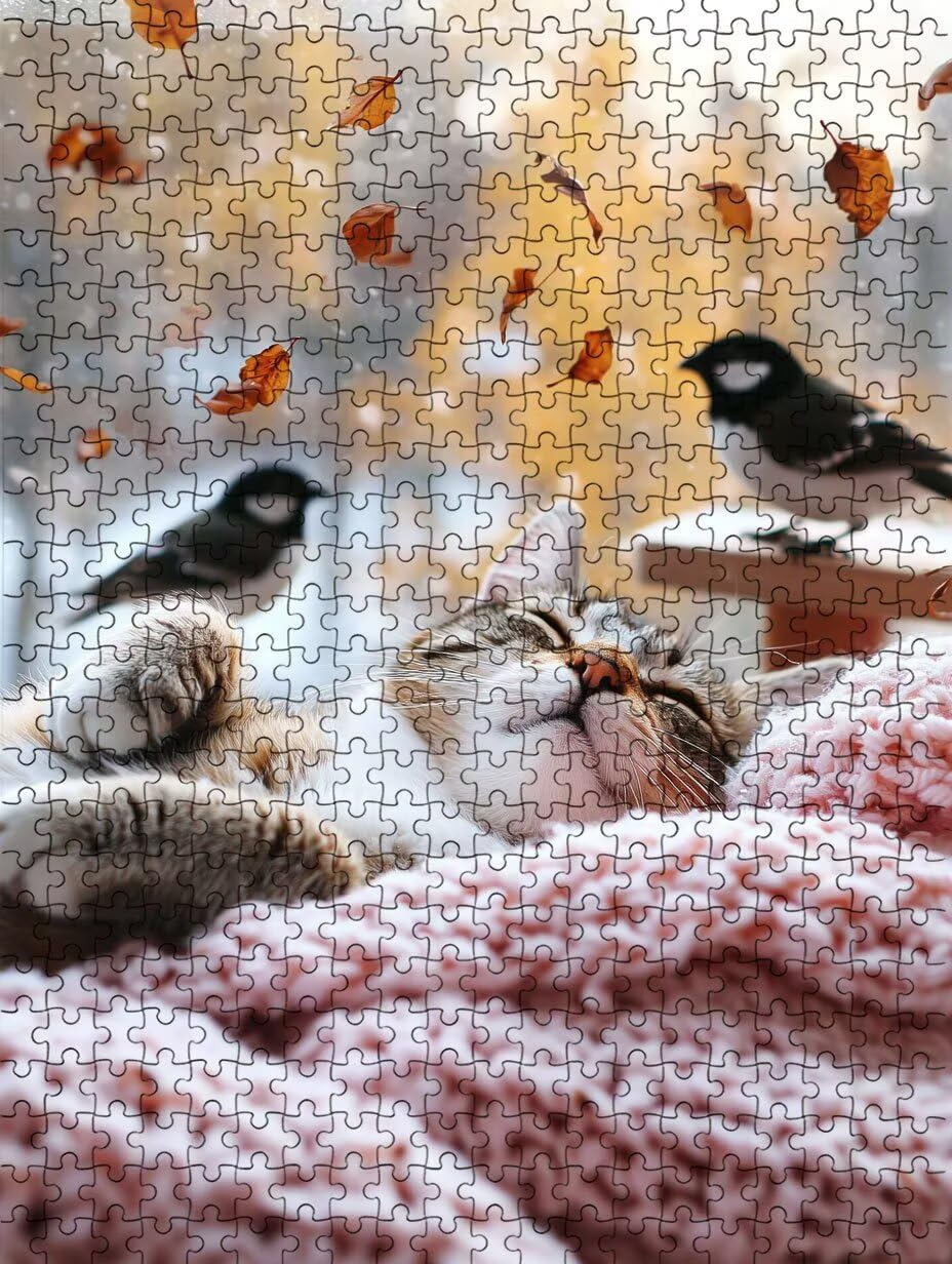 Vogel Katze Puzzle 4000 Teile, Klassische Puzzles, Geschicklichkeitsspiel Puzzle für Erwachsene, Puzzlespiele für Die Ganze Familie, Mit Schöner Verpackung, Dekoration Puzzles DX0YL3-733