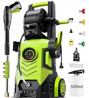FOTING 5000 PSI Pressure Washer, Touch Screen Power Washer 3.3 GPM, 34" Tall, 4 Quick Connect Nozzle&500ml Foam Cannon&Inlet Hose&Filter, High Electric Pressure Washer for Cars/Fences/Patio/Driveways - Amazon product rated Grade A