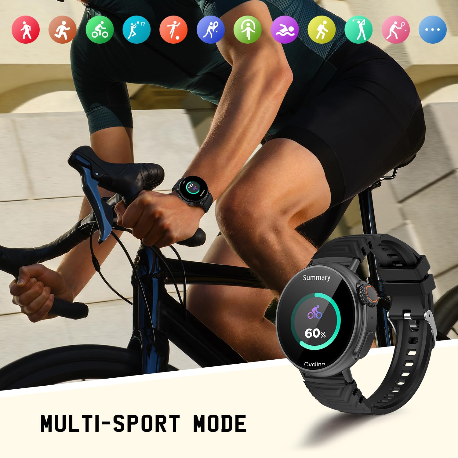 Smartwatch Ultra Damen Herren mit Telefonfunktion (Anruf empfangen/tätigen), 1,52" rundes HD-Display,Fitnessuhr mit Schlaftracker,120+ Sportmodi sportuhr Fitness Uhr Armbanduhr für Android IOS