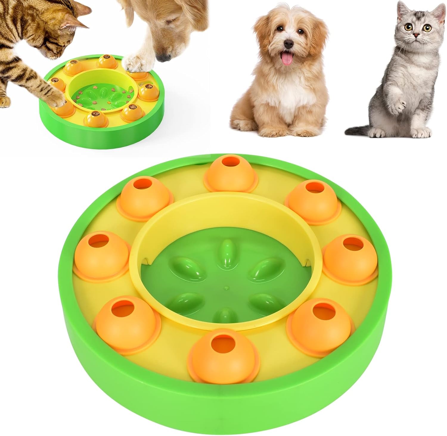 Juego de Inteligencia para Perros, Juguete de Puzle para Perro, Comedero Lento Perro, Dispensador de Premios Interactivo para Perros, Pet Bowl Feeder Toys con Antideslizante, Verde
