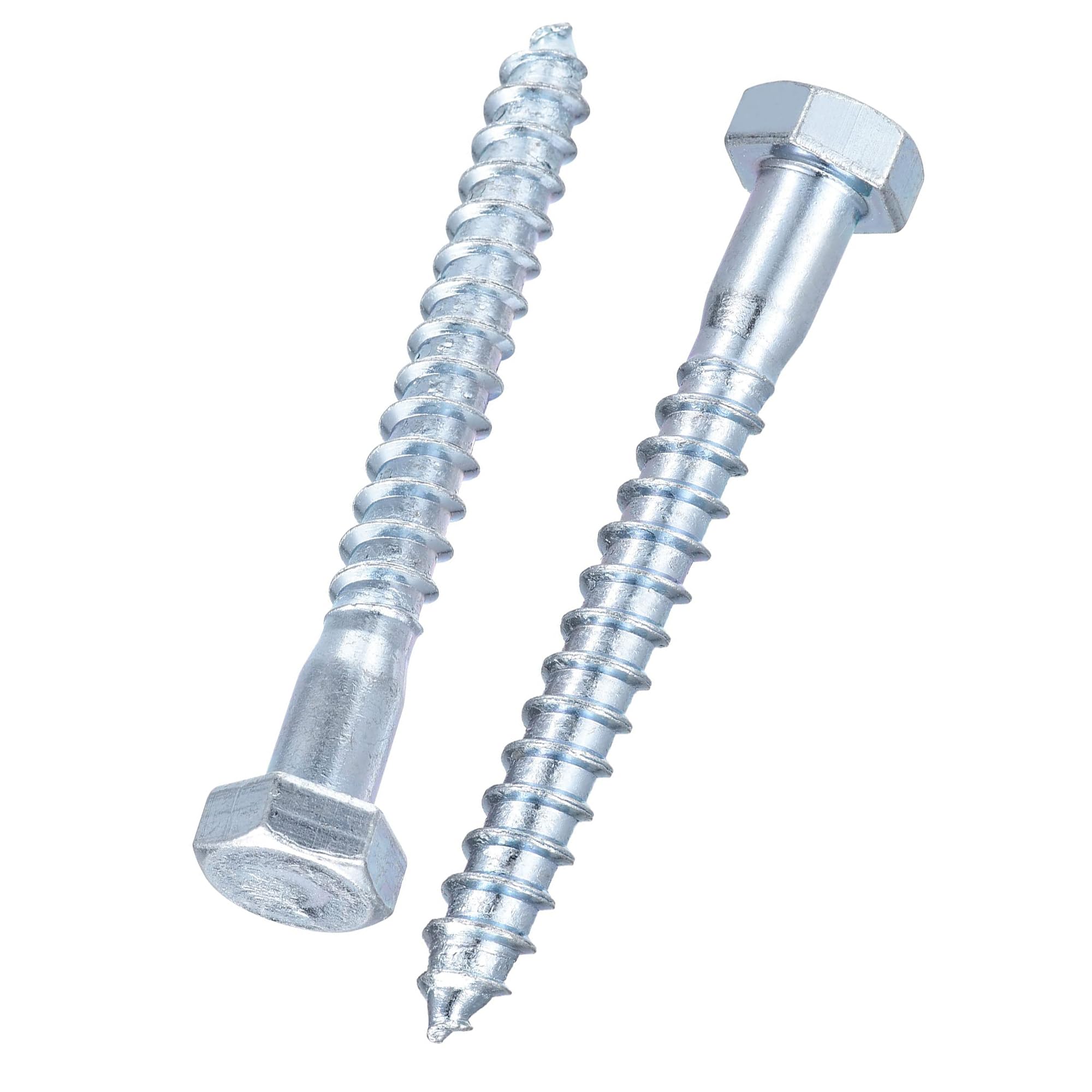 Unifizz 10 Pcs Hex Lag Screws, M12 x 100mm Carbon Steel Zinc Plated Wood Bolts, Half Thread Self-Tapping Screws for Timber and Decking, Heavy Duty Fasteners