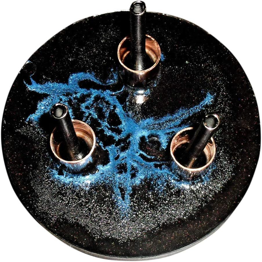High Spin Orgone Tower (2020 Electric Blue Model) - large 6 inch diameter base with 3 spire antennas for wider coverage, weighs over a pound