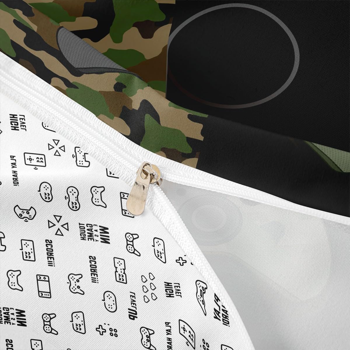 Gamer Bedding Set Teens Boys Camouflage Gamepad Printed Comforter Cover Army Green Video Games Decor Player Gaming Duvet Cover for Adult Girls Kids Camo Game Console Pattern Soft Bespread, Queen Size image 5