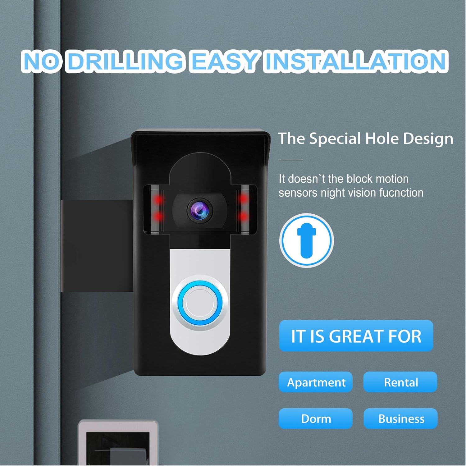 FTVOGUE Anti Theft Video Doorbell Mount, No Drill Mounting Bracket for Most Video Doorbells Up to 7.5x12.5x3.5cm