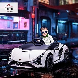 HOMCOM Lamborghini Sian Licensed 12V Electric Car for Kids 2 Motors Toy Car with Remote Control Music Lights MP3 for 3-5 Years White