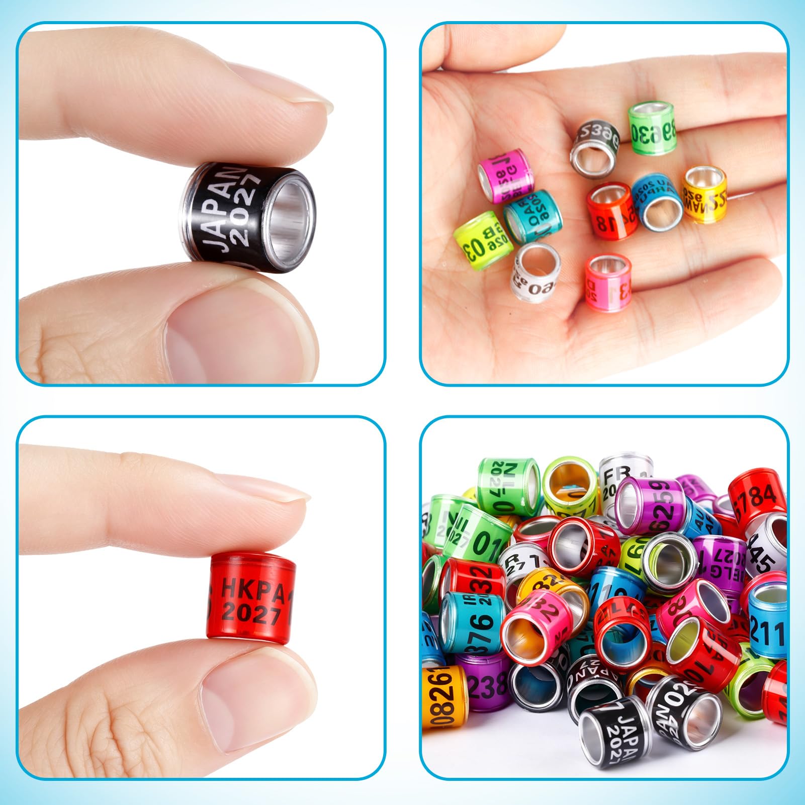 Anillos de aluminio para patas de paloma 10 colores identificación bandas 2026