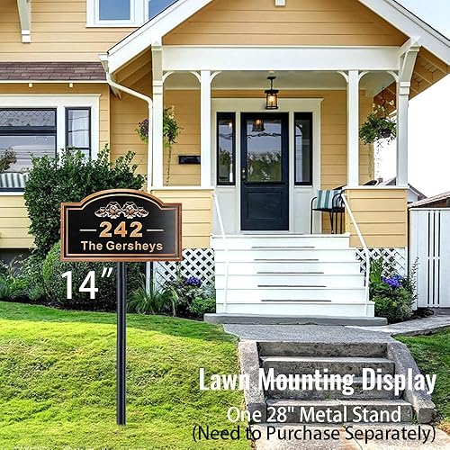 Vista 62 de Placa de dirección personalizada para vivienda con números fundidos de 12 pulgadas para exteriores, placa de identificación de dirección clásico-04