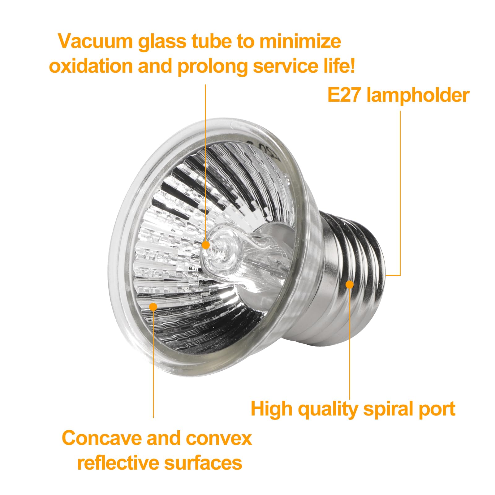 WOOLUCK Schildpad-warmtelamp, gloeilampen 50W, 220V UVA UVB volledige spectrum zonnelamp, E27 dimbaar halogeen gloeilamp, reptielen verwarming, voor reptielen, hagedissen en amfibieën (6 stuks