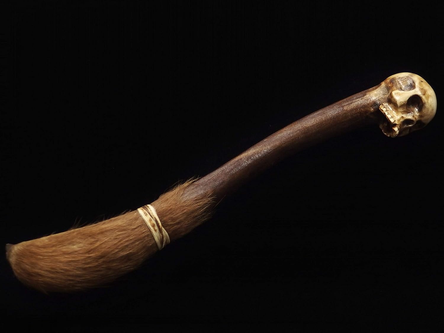 Beater with skull for tambourine Siberian Shamanic Drum Frame drum Handcrafted