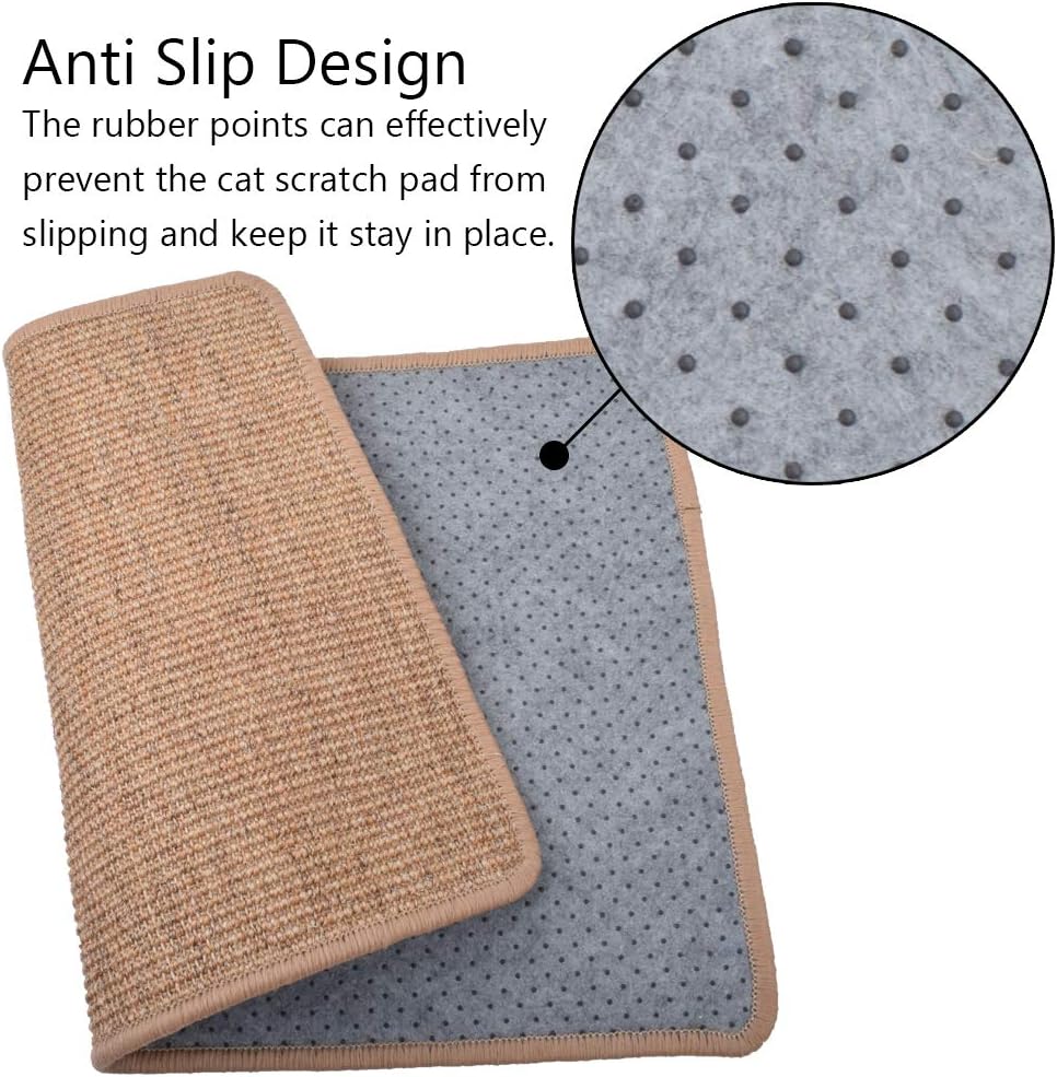 review Cat Scratch Pad, Natural Sisal Cat Scratcher Mat Kitty Scratching Post Anti-Slip Cats Sleeping Carpet for Grinding Claws Protect Furniture