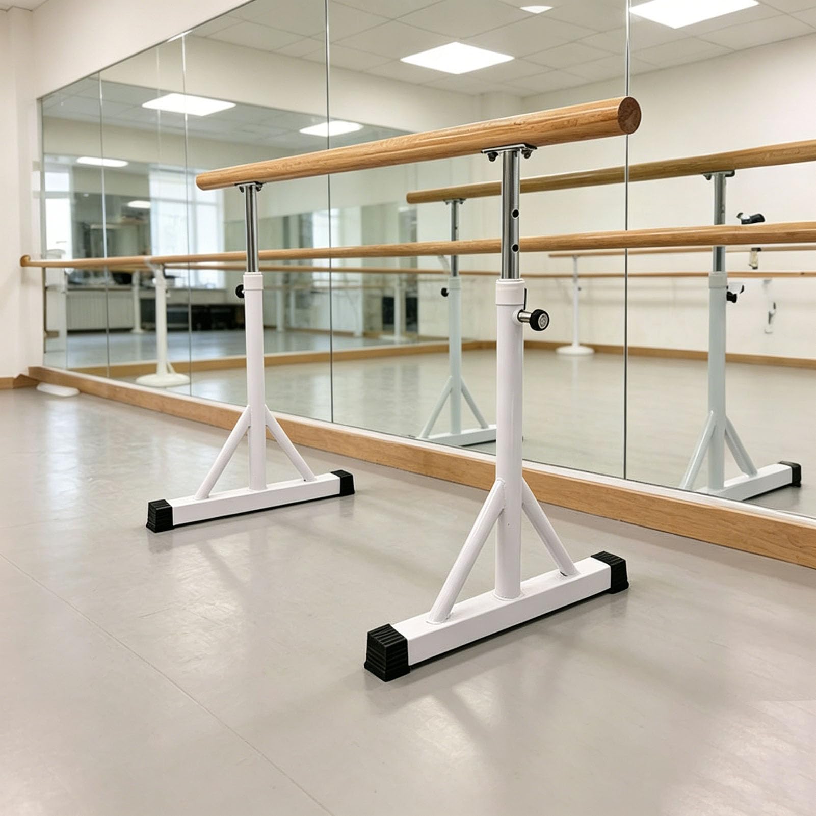 Barra de ballet de Madera Maciza Ajustable en altura Barra de Ejercicios