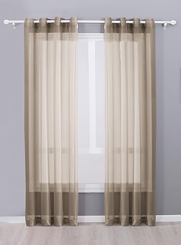 Miniatura 5 de 2 paneles de cortina de gasa transparente con ojales en la parte superior (54 x 84 pulgadas, blanco)