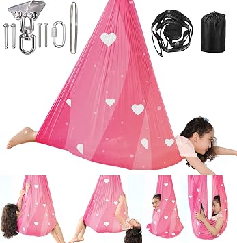 2-Layer Safe 360 Swivel Sensory Swing for Kids Adults Pod Swing Special Needs Indoor Outdoor Snuggle Swing Hanger Hammock for Calming, Autism, ADHD Aspergers Therapy Cuddle, Sensory Seat Aerial Yoga
