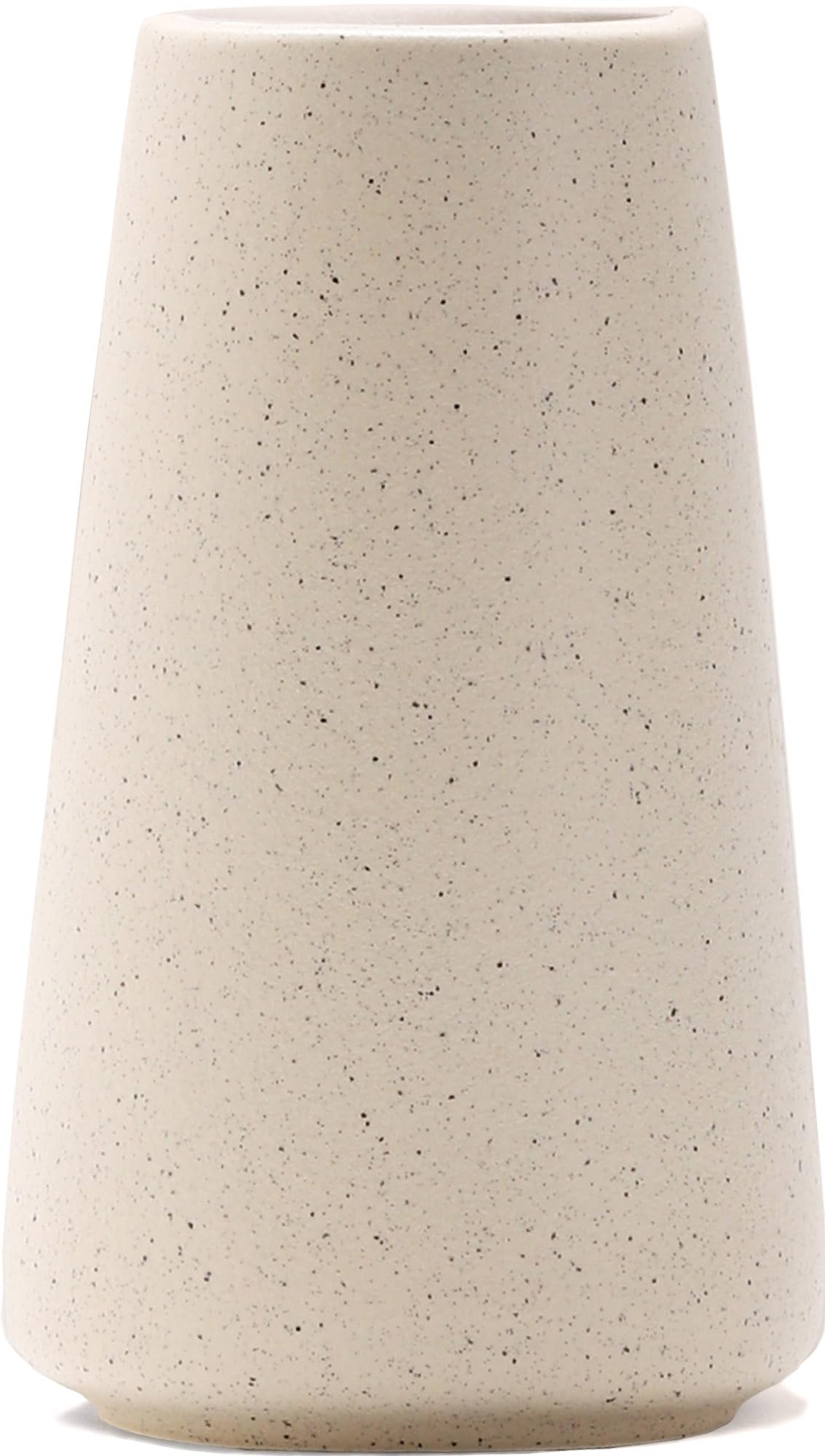 Jarrón beige – Jarrón de cerámica beige, jarrón neutro de 6 pulgadas, decoración del hogar, jarrones bohemios color crema blanco roto para flores, jarrones minimalistas modernos de marfil para centros
