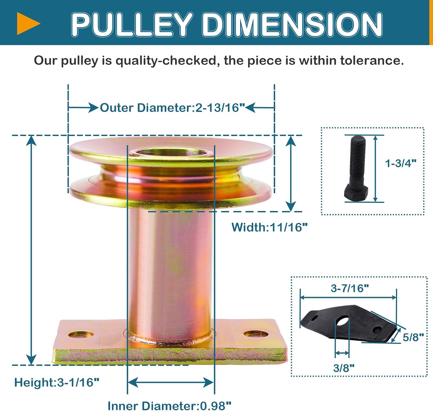 687-02528 Pulley with Blade Adapter Fits MTD Yard man Gold Pro T Roy-Bilt TB280ES TB230 280 260 240 Mowers (Includes 1 Drive Pulley Adapter + 1 Bolt Blade Washer)