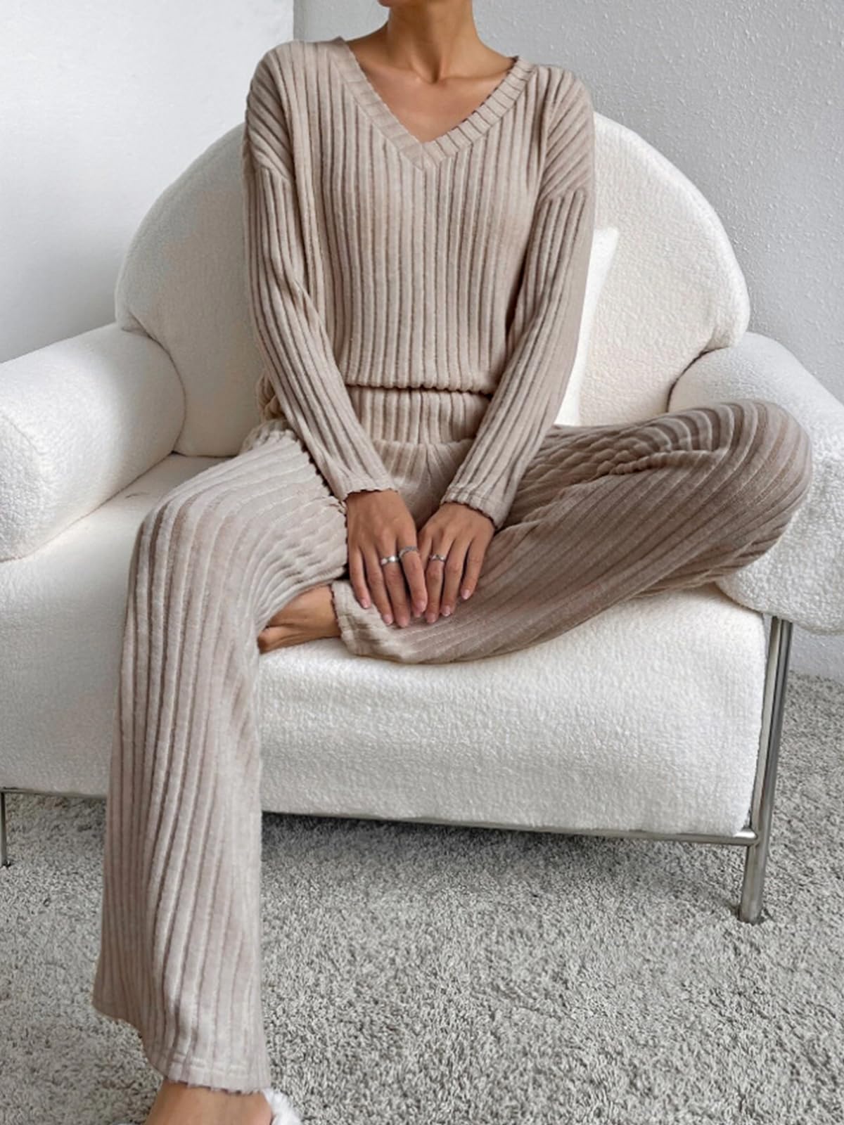 SHEKINI Casual Pullover Set Soft Comfortable Women Set Dres Dress Garnitur for V-Neck Clothing Comfortable Piżama Set Fashion