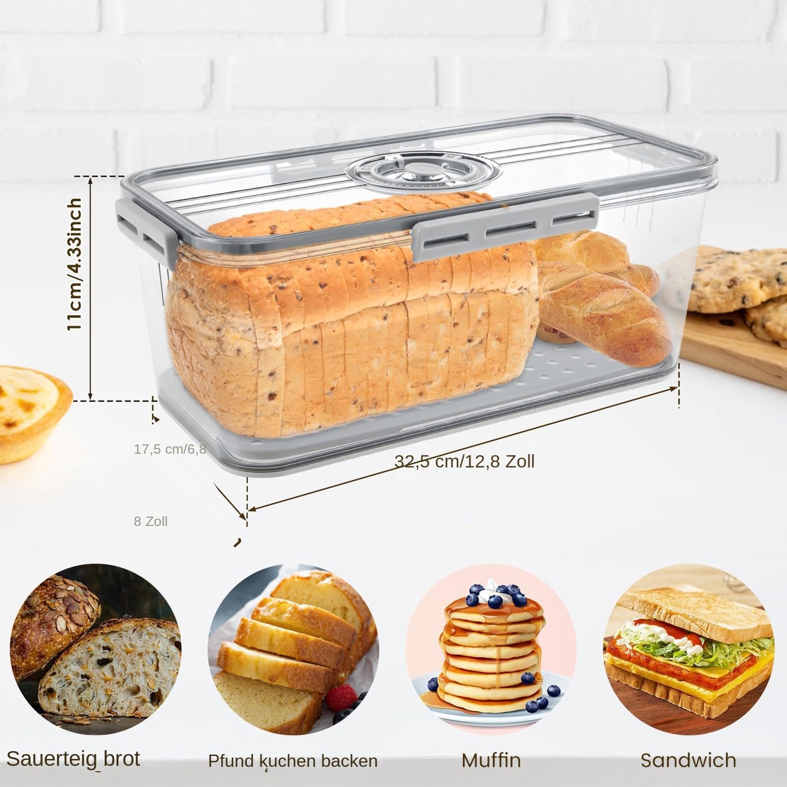 Brotbehälter Aufbewahrung, Brotkasten für selbstgebackenes Brot - Wiederverwendbare Brotbox mit Zeiterfassung
