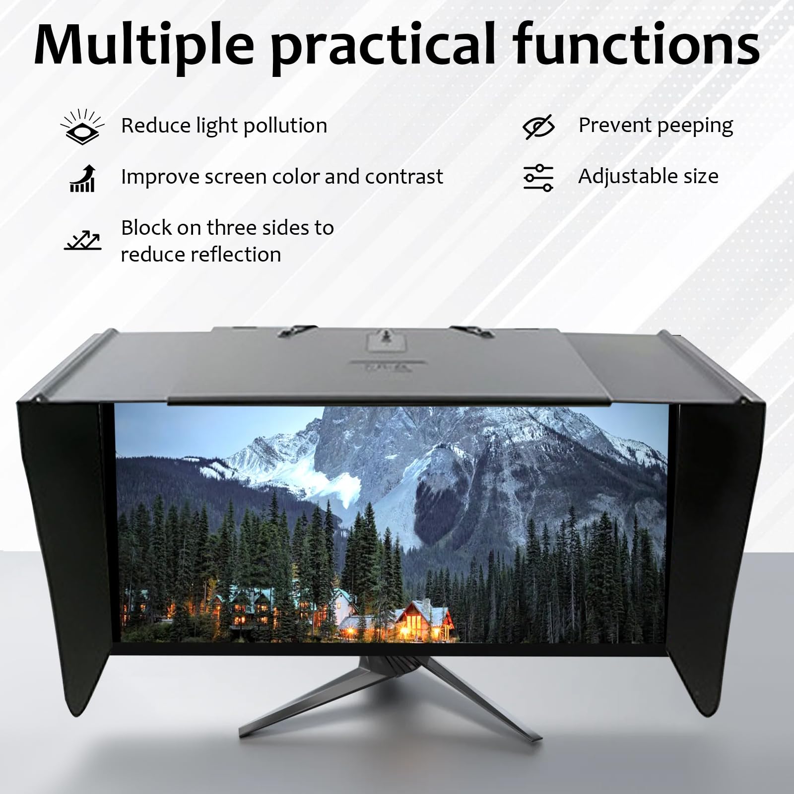 Parasole Per Monitor Per Computer, Schermo Da 17-27 Pollici (Regolabile Da 41 A 71 Cm), Parasole Per Computer Per Telaio Esterno Del Monitor, Antiriflesso E Anti-Peep