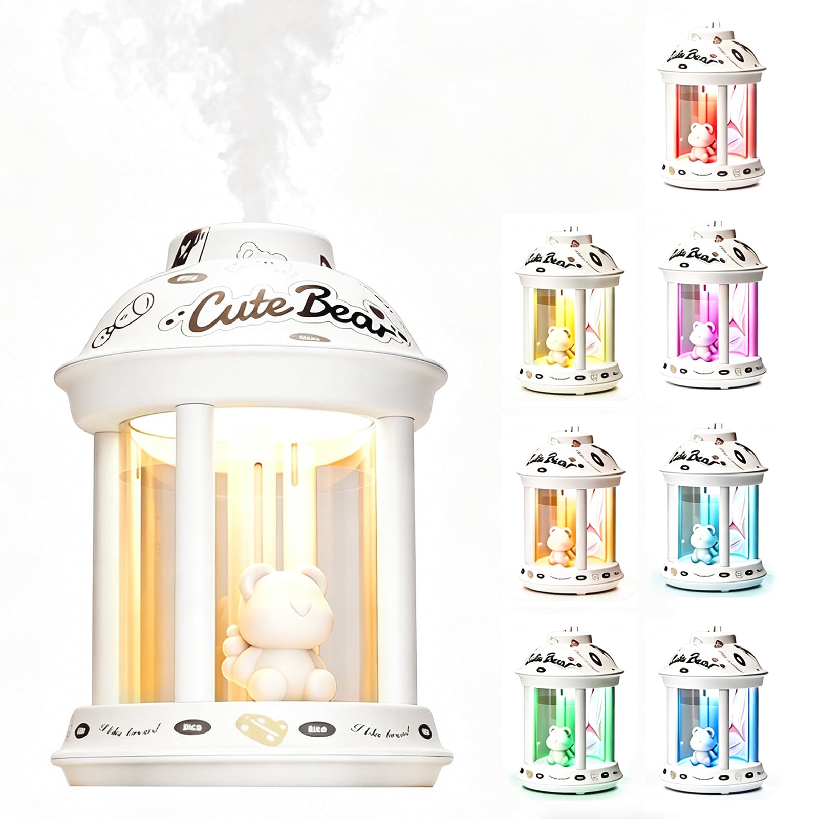 Air Humidifier for Bedroom with Night Light 350ml Cool Mist Air Humidifier for Home, Top-Fill, Ultra-Quiet, Timer Function, Auto Shut Off, for Baby Room, Home, Office and Plants
