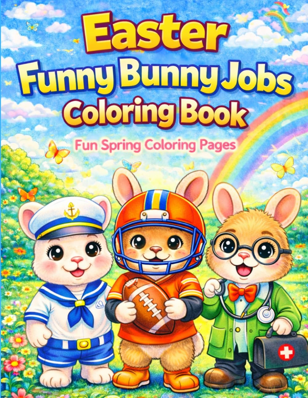 Easter Funny Bunny Jobs Coloring Book for Kids: Cute Bunny Professions and Fun Spring Coloring Pages for Toddlers and Kids Ages 3–6